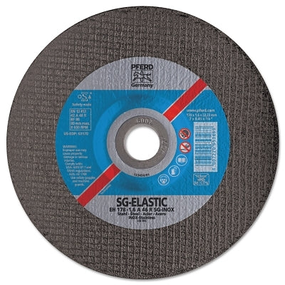 Pferd Inc Performance Line SG-ELASTIC for Stainless Steel, 5 in Dia, 46 Grit Alum. Oxide (419-63608) Box of 25