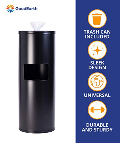 GoodEarth Black Stainless Steel Floor Stand Wipe Dispenser with Built-in Trash Receptacle