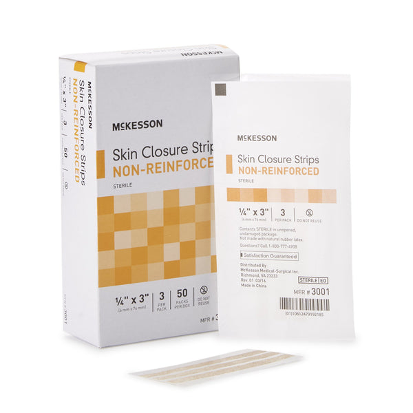 McKesson Skin Closure Strip 1/4 X 3 Inch Nonwoven Material Flexible Strip Tan (876300_PK) 1/PK