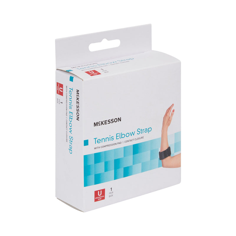 McKesson Elbow Support Strap One Size Fits Most Hook and Loop with D Ring Tennis / Golf Left or Right Elbow Up to 18 Inch Circumference Black (1159089_EA) 1/EA