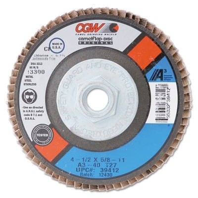 CGW Abrasives 4-1/2&quot; x 5/8&quot;-11 T29 A Cubed Reg 60 Grit Flap Disc (421-39434) Box of 10