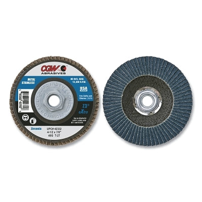 CGW Abrasives 5&quot; x 7/8&quot; Z3-40 T27 Reg100% Za Flap Disc (421-42502) Box of 10