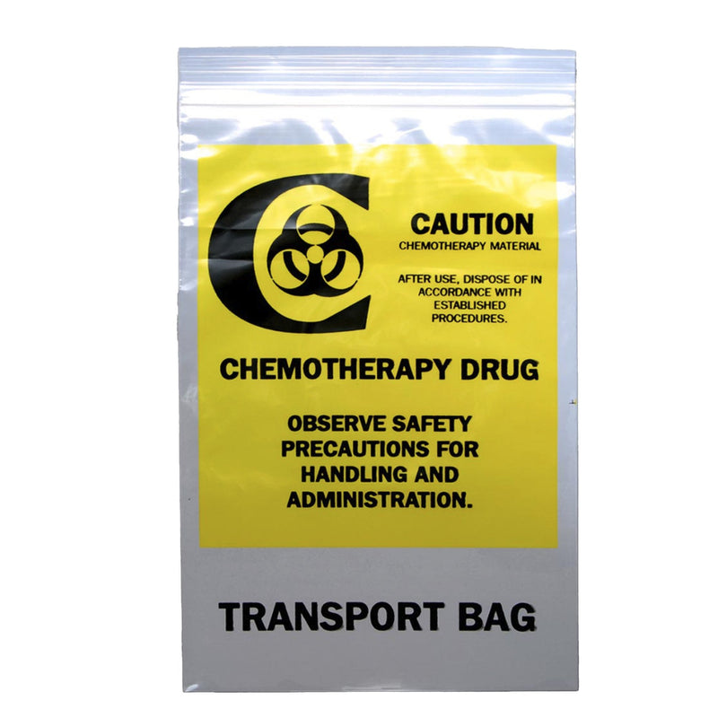 LK® Hazardous Drug Bag Biohazard Symbol / Chemotherapy Drug / Transport Bag Clear / Yellow 9 X 12 Inch (979279_PK) 100/PK