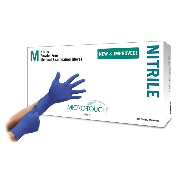 Micro-Touch® Nitrile Exam Glove Medium NonSterile Nitrile Standard Cuff Length Textured Fingertips Blue Chemo Tested (703151_CS) 10/CS