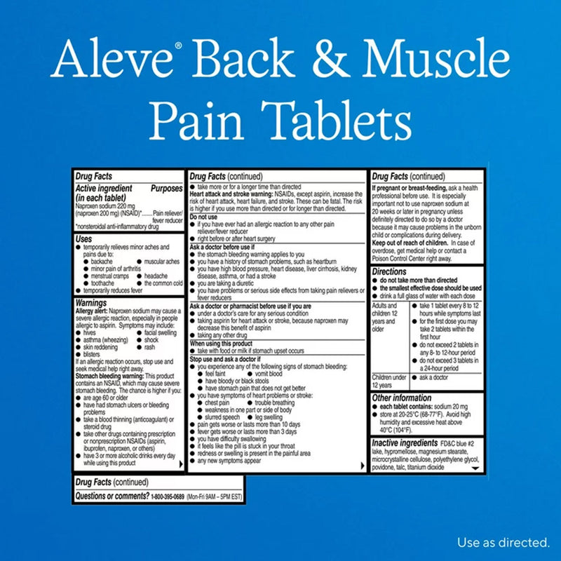Aleve® Back Pain Relief 220 mg Strength Naproxen Sodium Tablet 24 per Bottle (1229958_BT) 1/BT