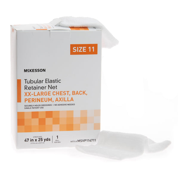 McKesson Elastic Net Retainer Dressing Tubular Elastic 47 Inch X 25 Yard (119.4 cm X 22.9 m) Size 11 White 2X-Large Chest / Back / Perineum / Axilla NonSterile (1113355_CS) 10/CS
