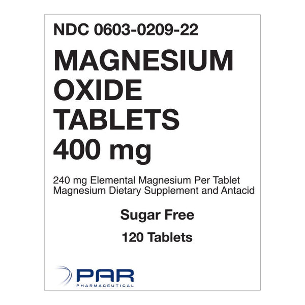 Plus Pharm Corp Mineral Supplement Magnesium Oxide 400 mg Strength Tablet 120 per Bottle (1171933_BT) 1/BT