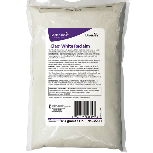 Clax® White Reclaim Laundry Stain Remover 1 lbs. Bag Powder Chlorine Scent (1197439_CS) 12/CS