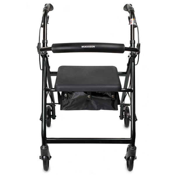 McKesson 4 Wheel Rollator Black Adjustable Height / Folding Aluminum Frame (1065266_EA) 1/EA