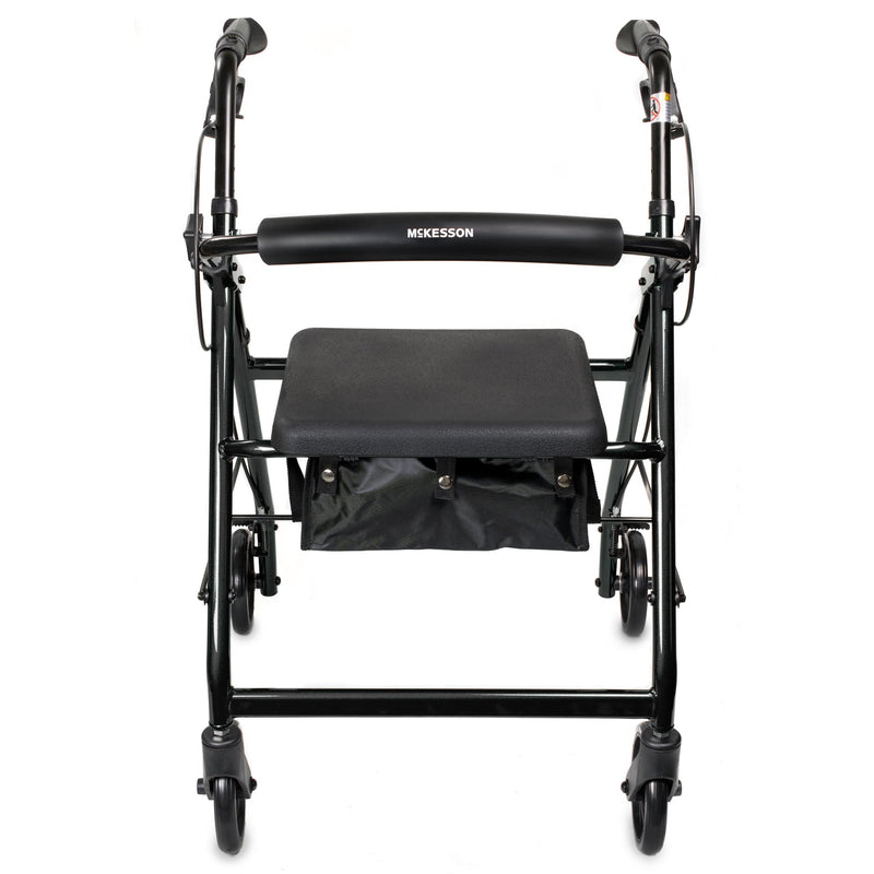 McKesson 4 Wheel Rollator Black Adjustable Height / Folding Aluminum Frame (1065266_EA) 1/EA