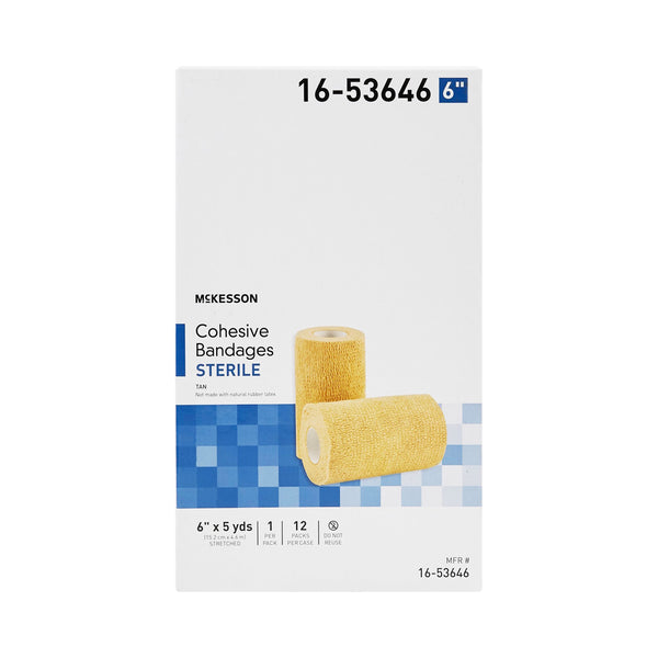 McKesson Cohesive Bandage 6 Inch X 5 Yard Self-adherent Closure Tan Sterile Standard Compression (520554_EA) 1/EA