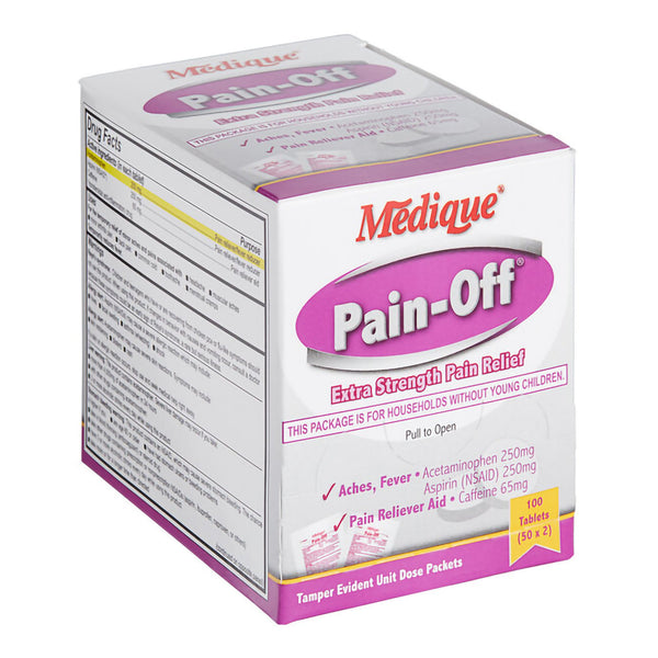Pain-Off® Pain Relief 250 mg - 250 mg - 65 mg Strength Acetaminophen / Aspirin / Caffeine Tablet 100 per Box (1232803_CS) 600/CS
