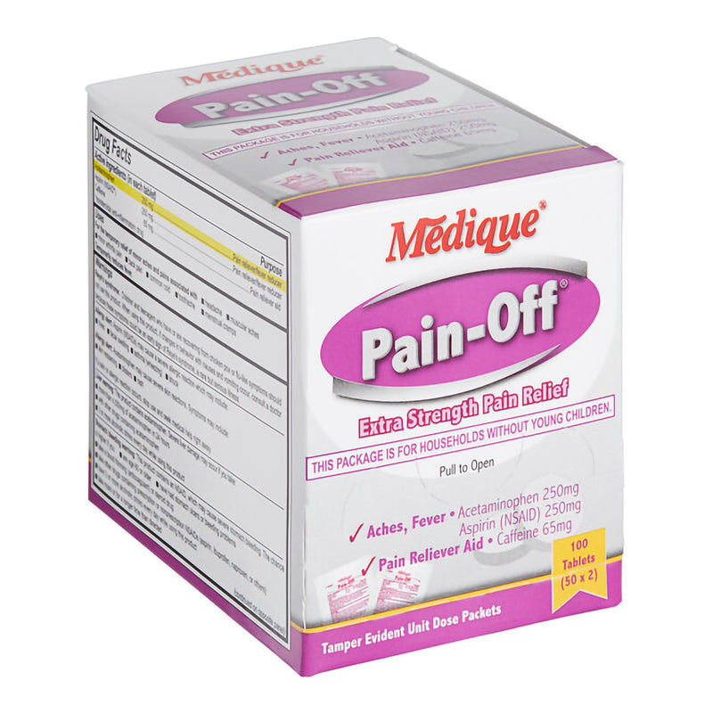 Pain-Off® Pain Relief 250 mg - 250 mg - 65 mg Strength Acetaminophen / Aspirin / Caffeine Tablet 100 per Box (1232803_BX) 50/BX