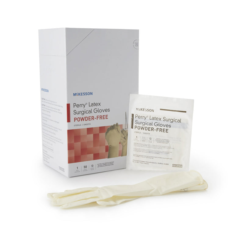 McKesson Perry® Surgical Glove Size 6.5 Sterile Latex Standard Cuff Length Smooth Cream Chemo Tested (1044705_PR) 1/PR