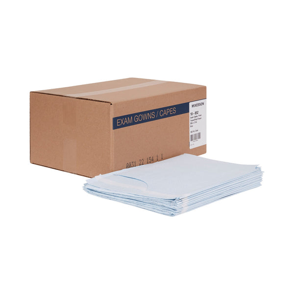 McKesson Exam Cape Blue One Size Fits Most Front / Back Opening Without Closure Unisex Disposable (147712_CS) 100/CS
