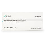 McKesson Argent™ Sure-Check® Sterilization Pouch Ethylene Oxide (EO) Gas / Steam 8 X 16 Inch Transparent / Blue Self Seal Paper / Film (527135_CS) 5/CS