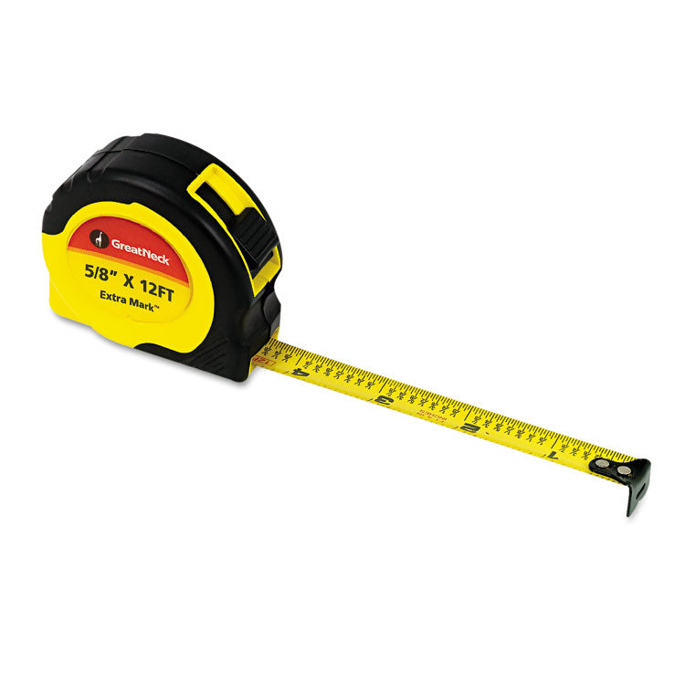 Great Neck® ExtraMark Power Tape, 0.63" x 12 ft, Steel, Yellow/Black (GNS95007)