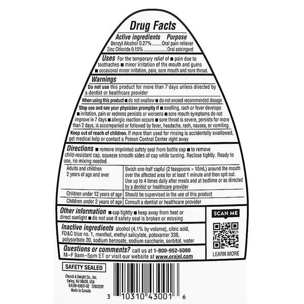 Orajel® Oral Pain Relief Liquid 16 oz. (1231271_EA) 1/EA