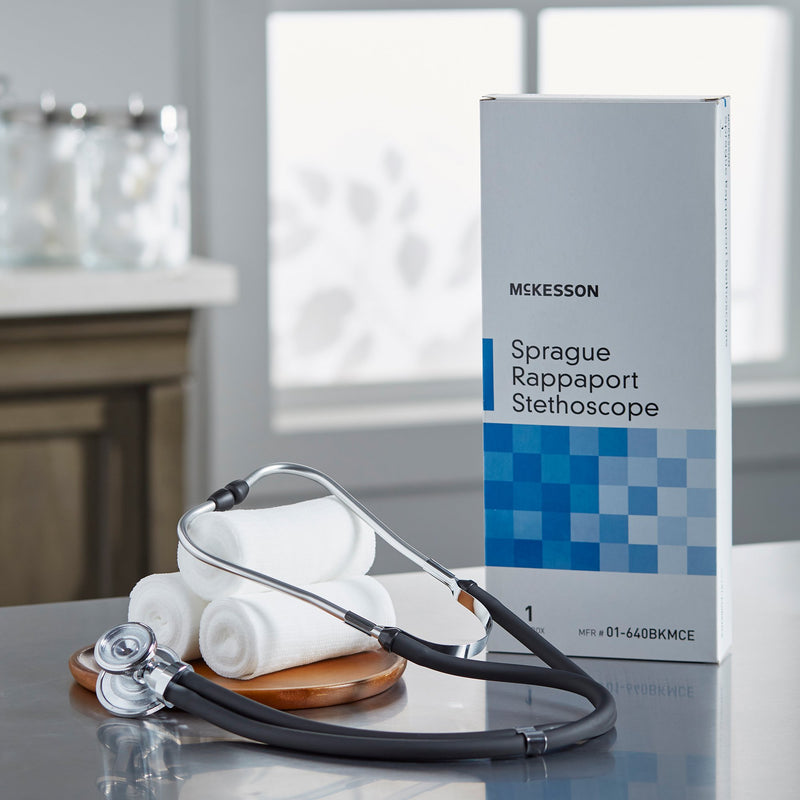 McKesson Sprague Stethoscope Black 2-Tube 16 Inch Tube Double Sided Chestpiece (761428_EA) 1/EA