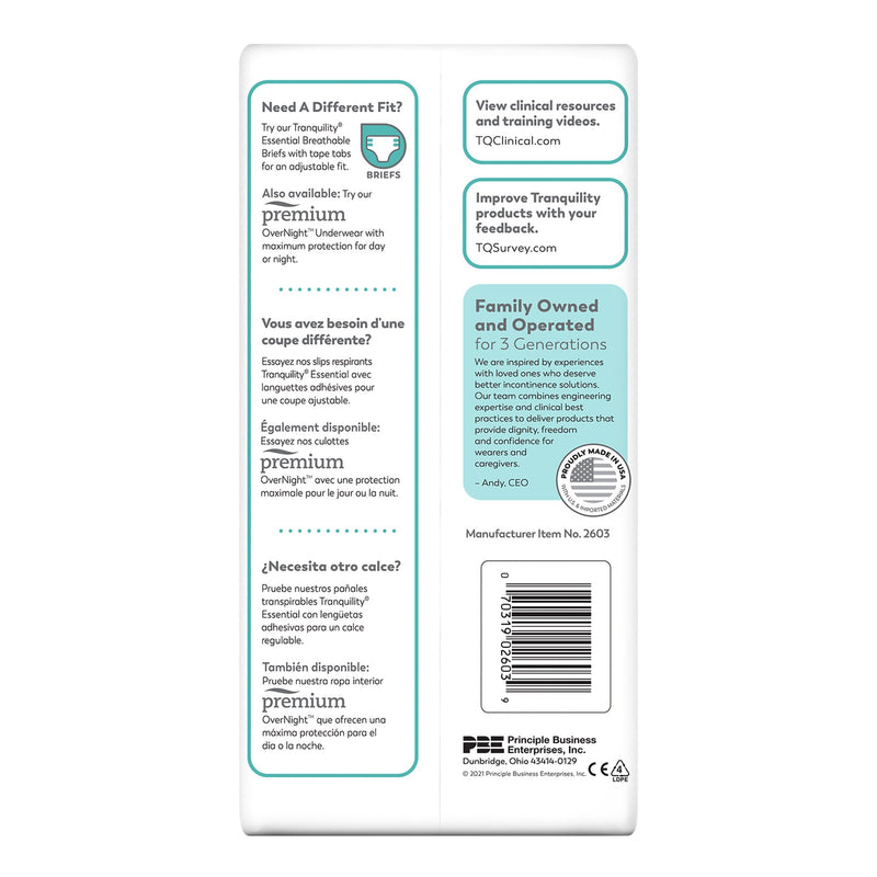 Tranquility® Essential Unisex Adult Absorbent Underwear Pull On with Tear Away Seams X-Small Disposable Heavy Absorbency (696226_CS) 96/CS