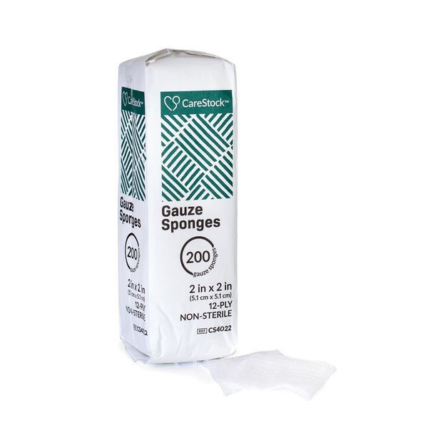 CareStock™ Gauze Sponge 2 X 2 Inch 12-Ply NonSterile 200 per Pack (1242201_PK) 200/PK