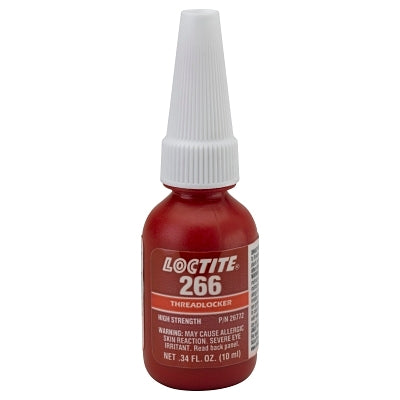 Loctite® 266 Threadlockers, High Strength/High Temperature, 10 mL, Red-Orange (442-232327) Each