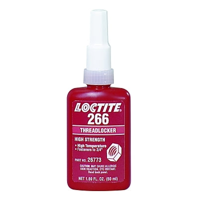 Loctite® 266™ Threadlocker, High Strength/High Temperature, 50 mL, Red-Orange (442-232329) Each