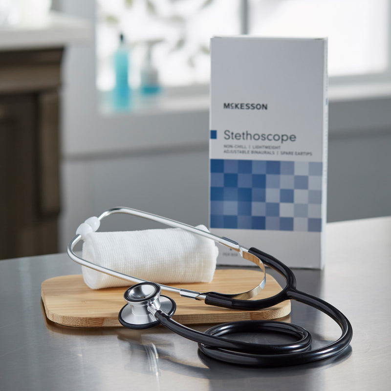 McKesson General Exam Stethoscope Black 1-Tube 22 Inch Tube Double Sided Chestpiece (363744_EA) 1/EA