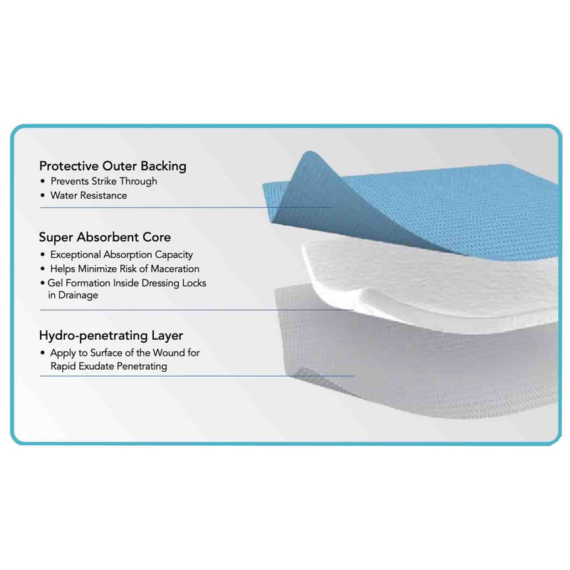 ZeniABSORB Super Absorbent Dressing 4 X 5 Inch Rectangle (1186730_BX) 10/BX