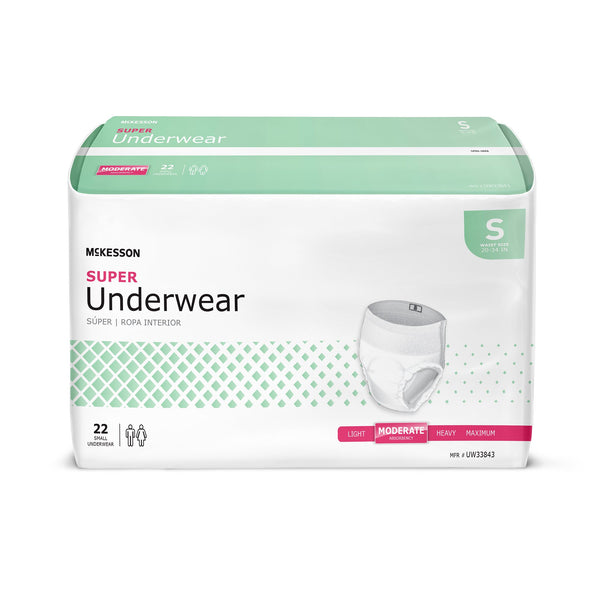McKesson Unisex Adult Absorbent Underwear Pull On with Tear Away Seams Small Disposable Moderate Absorbency (1222510_CS) 88/CS