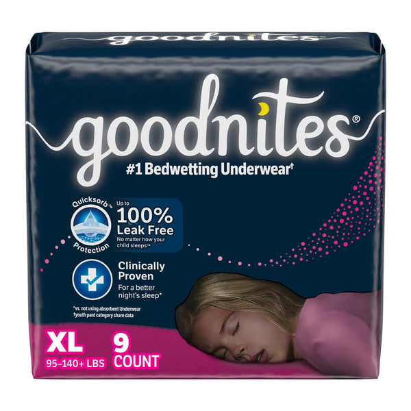 GoodNites® Female Youth Absorbent Underwear Pull On with Tear Away Seams X-Large Disposable Heavy Absorbency (1246171_CS) 36/CS