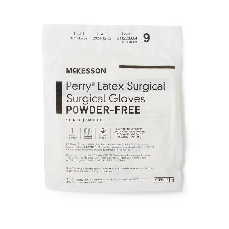 McKesson Perry® Surgical Glove Size 9 Sterile Latex Standard Cuff Length Smooth Cream Chemo Tested (1044710_CS) 200/CS
