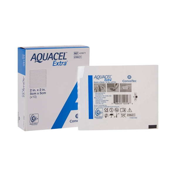Aquacel® Extra™ Gelling Fiber Wound Dressing 2 X 2 Inch Square Sterile (785781_EA) 1/EA