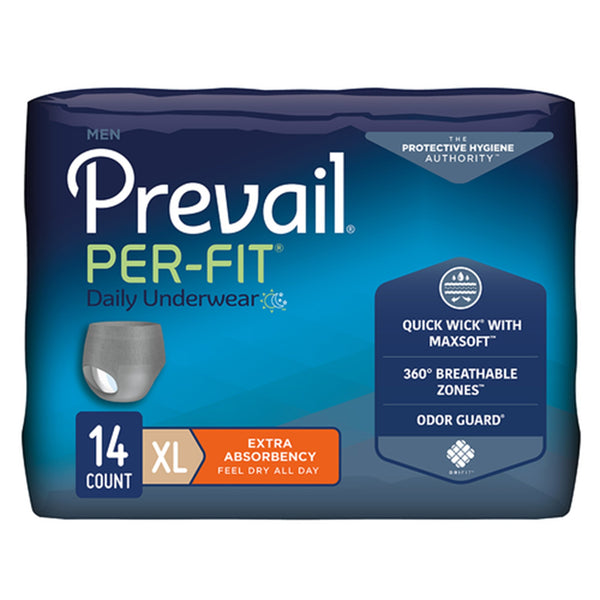 Prevail® Per-Fit® Male Adult Absorbent Underwear Pull On with Tear Away Seams X-Large Disposable Heavy Absorbency (881921_BG) 14/BG
