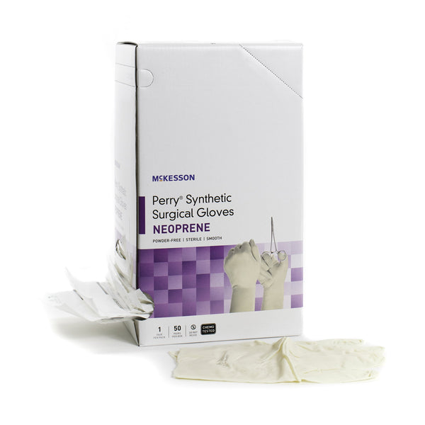 McKesson Perry® Synthetic Surgical Gloves Surgical Glove Size 8 Sterile Polychloroprene Standard Cuff Length Smooth Cream Chemo Tested (1044748_CS) 200/CS