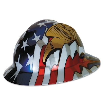 MSA Freedom Series™ V-Gard® Helmet, Fas-Trac III, Slotted, American Flag w/2 Eagles (454-10071159) Each