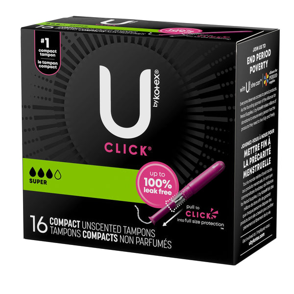 U by Kotex® Click® Tampon Super Absorbency Plastic Applicator Individually Wrapped (1184199_CS) 128/CS