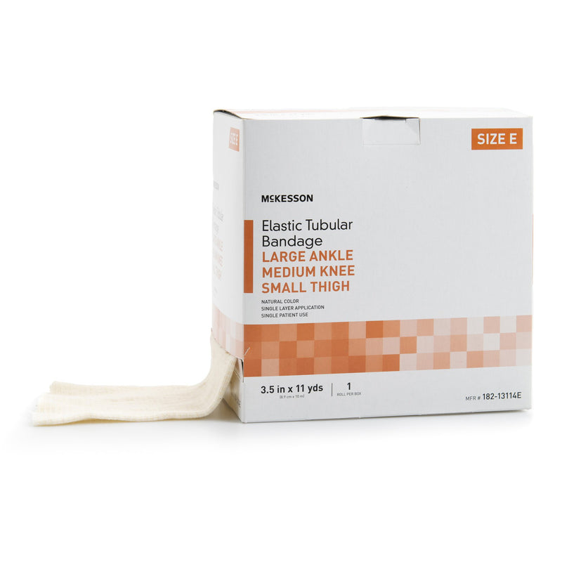 McKesson Spandagrip™ Elastic Tubular Support Bandage 3-1/2 Inch X 11 Yard Large Ankle / Medium Knee Pull On Natural NonSterile Size E Standard Compression (1112849_BX) 1/BX