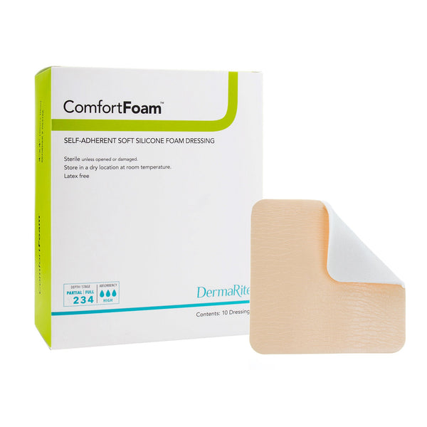 ComfortFoam™ Foam Dressing 3 X 3 Inch Without Border Film Backing Silicone Face Square Sterile (942997_BX) 10/BX