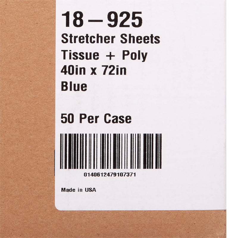 McKesson Stretcher Sheet Flat 40 W X 72 L Inch Blue 50% Cellulose Tissue / 50% Polyethylene Film Disposable (278382_CS) 50/CS