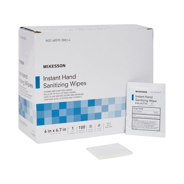McKesson Hand Sanitizing Wipe 100 Count Ethyl Alcohol Wipe Individual Packet (1055597_EA) 1/EA