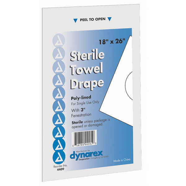 Dynarex® General Purpose Drape Poly Lined Towel Drape 18 W X 26 L Inch Sterile (786622_CS) 300/CS