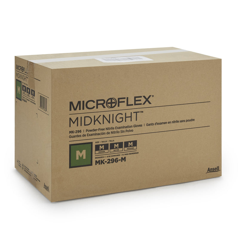 MICROFLEX® MidKnight™ Exam Glove Medium NonSterile Nitrile Standard Cuff Length Fully Textured Black Fentanyl Tested (688019_CS) 10/CS