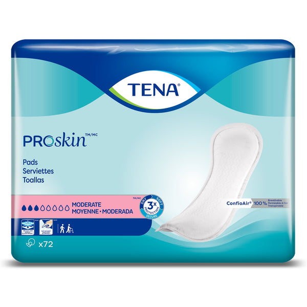 TENA ProSkin™ Moderate Bladder Control Pad 11 Inch Length Moderate Absorbency Dry-Fast Core™ One Size Fits Most (843792_PK) 72/PK