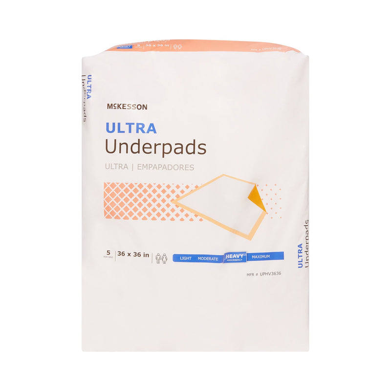 McKesson Ultra Disposable Underpad 36 X 36 Inch Fluff / Polymer Heavy Absorbency (724038_CS) 50/CS