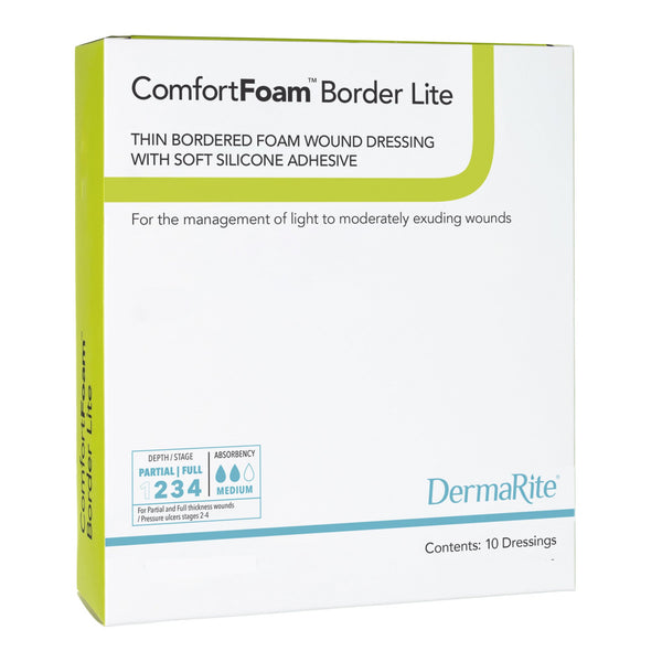 ComfortFoam™ Border Lite Thin Foam Dressing 2 X 2 Inch With Border Waterproof Backing Silicone Adhesive Square Sterile (1003184_BX) 10/BX