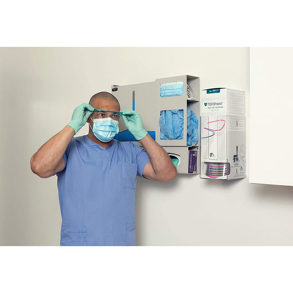 TIDIShield® Grab 'n Go Protective Glasses with Dispenser Wraparound Clear Tint Assorted Color Frames Over Ear One Size Fits Most (860597_CS) 4/CS