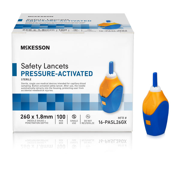 McKesson Safety Lancet 26 Gauge Retractable Pressure Activated Finger (1217982_CS) 2000/CS