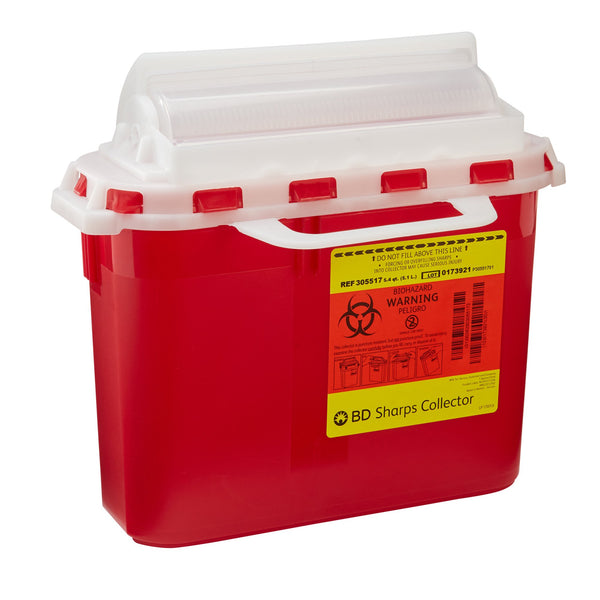 BD™ Sharps Container Red Base 12 H X 12 W X 4-4/5 D Inch Horizontal Entry 1.35 Gallon (371481_EA) 1/EA