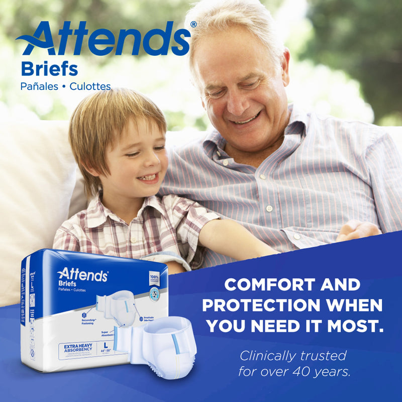 Attends® Care Advanced Unisex Adult Incontinence Brief Large Disposable Heavy Absorbency (1247853_CS) 100/CS